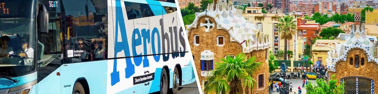 In un'unica combo: Biglietti Aerobus di sola andata per l'aeroporto di Barcellona + Tour guidato del Parc Güell Salta la Fila