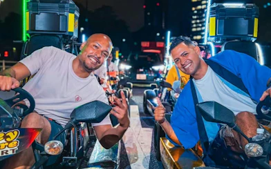Go-kart riders at Shibuya Crossing during 75-minute Monkey Kart experience in Tokyo.
