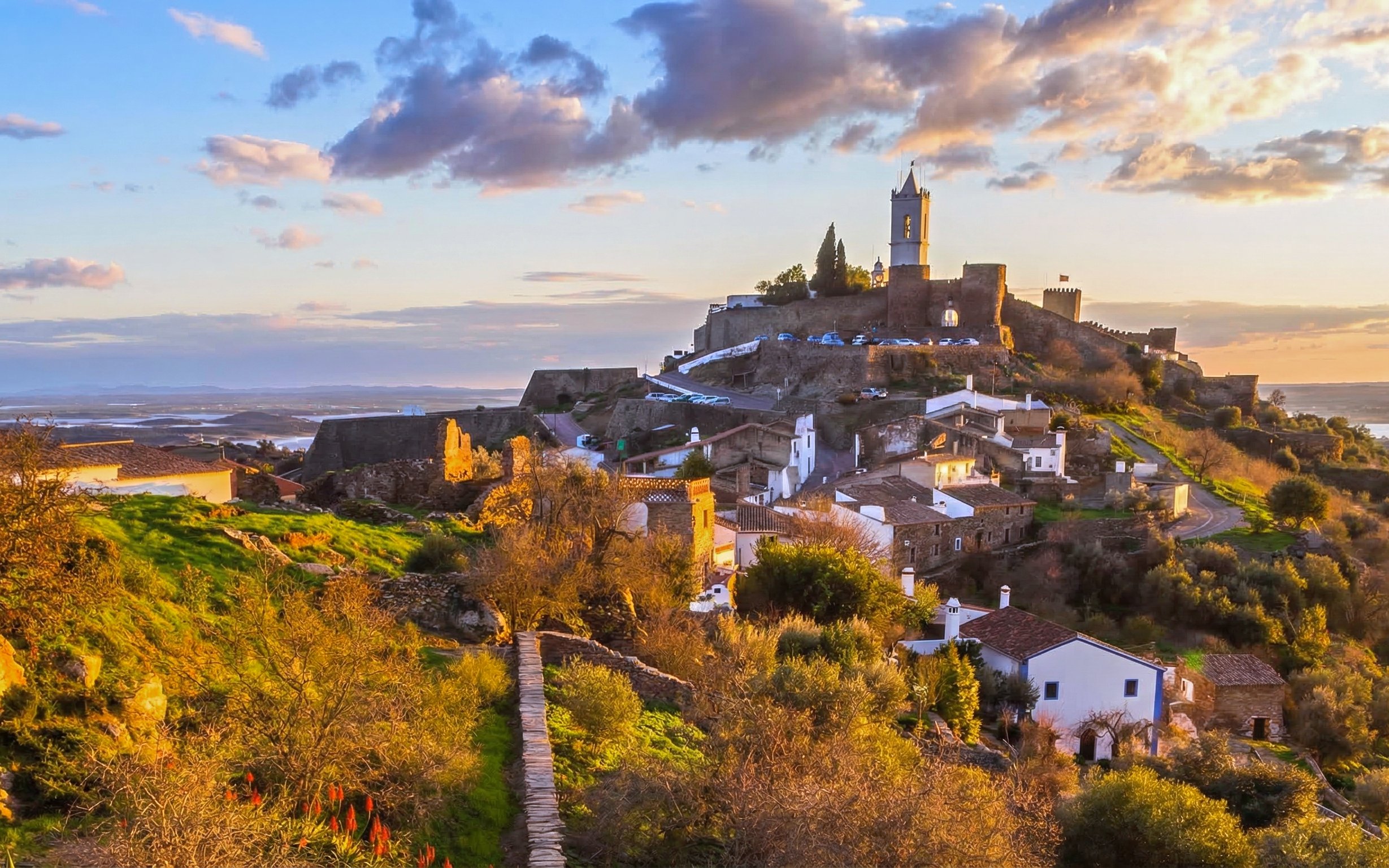 Medieval village of Monsaraz in Alentejo, Portugal, with castle and scenic landscape.