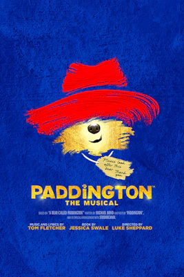Paddington The Musical poster with red hat and blue background, West End show