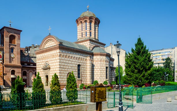 Stavropoleos Monastery in Bucharest's Old Town during a self-guided walk.