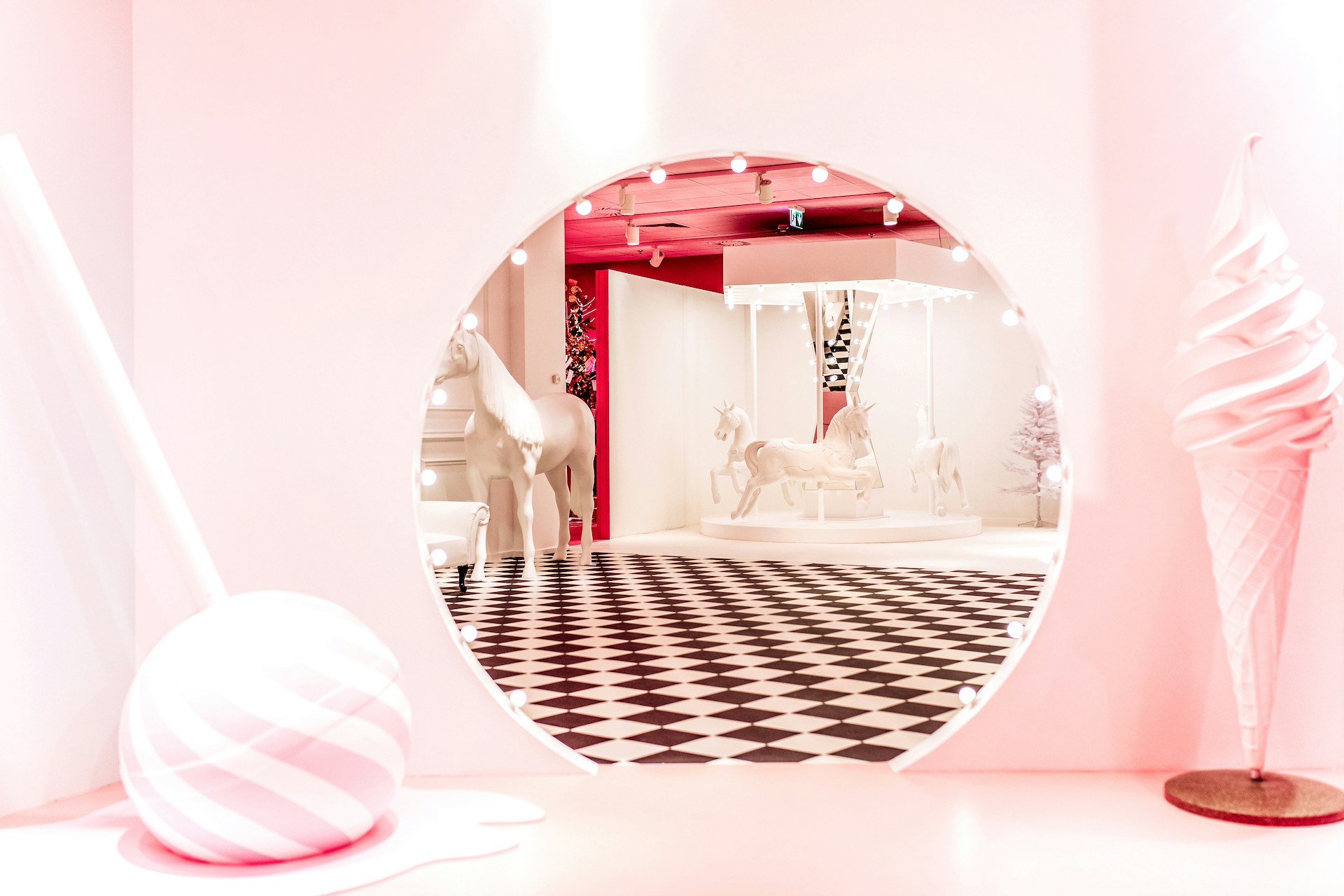 Sweet Land room with giant donuts, ice cream bars, & ice cream cones