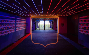 Tunnel leading to the field at Olympique Lyonnais OL stadium, Lyon, France.