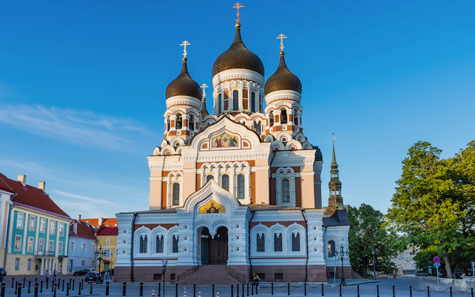 Alexander Nevsky Cathedral with ornate domes in Tallinn, Estonia.