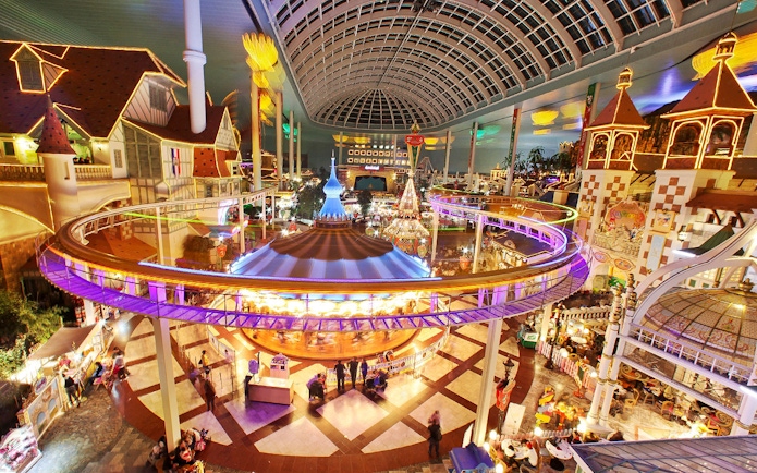 Lotte World indoor amusement park with vibrant rides and attractions in Seoul, South Korea.