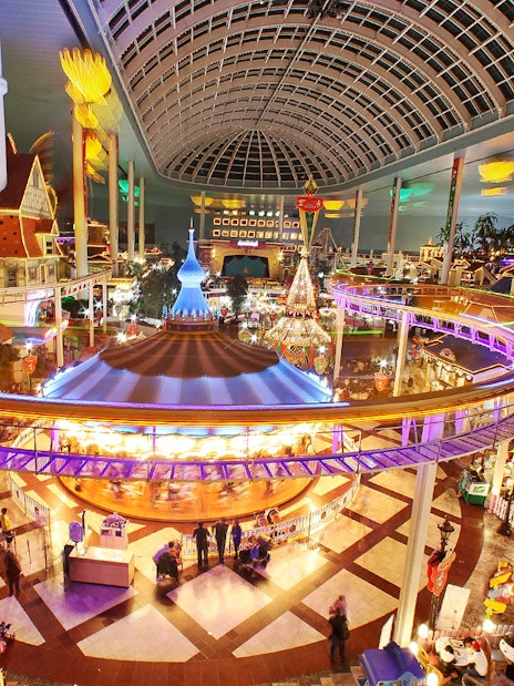 Lotte World indoor amusement park with vibrant rides and attractions in Seoul, South Korea.
