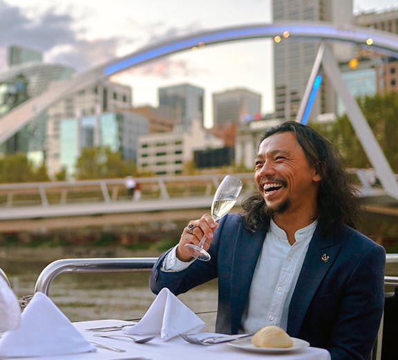 Couple on a Spirit of Melbourne Dinner Cruise