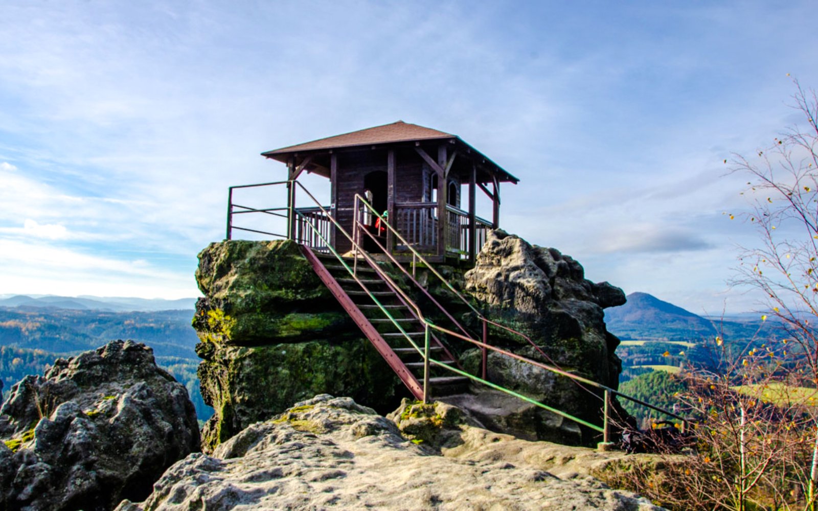 Viewpoint atop Mariina skála in Bohemian Switzerland National Park, Czech Republic.