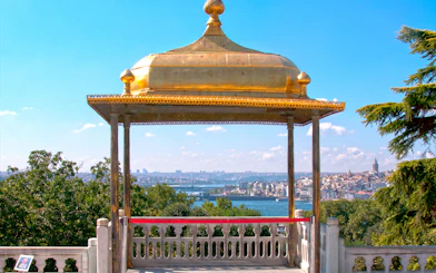 Iftar Pavilion overlooking Bosphorus at Topkapi Palace, Istanbul, Turkey.
