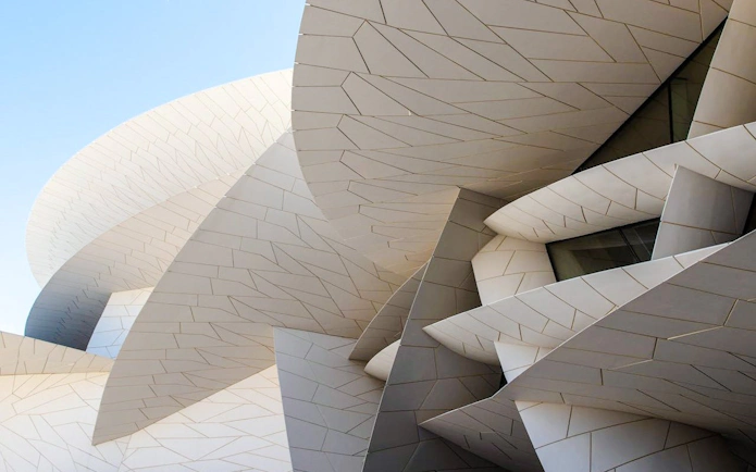 National Museum of Qatar's intricate architectural design in Doha.