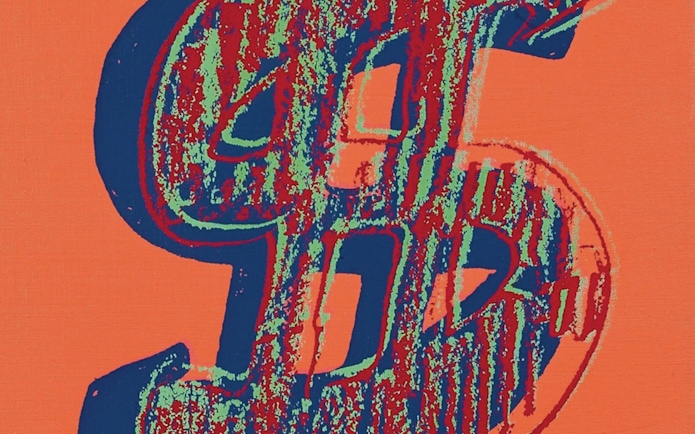 Andy Warhol's dollar sign artwork at Moco Museum, Amsterdam.