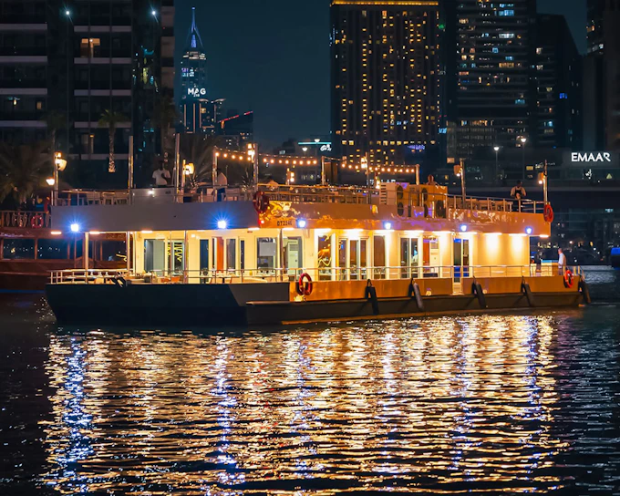 From Dubai Marina: Alexandra Sea Lounge Dhow Cruise with Dinner and Entertainment with Kids Go Free Offer