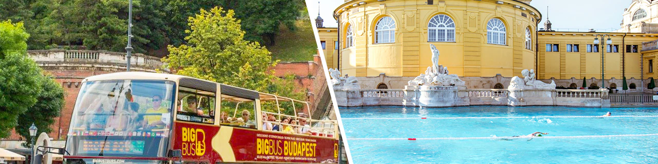 Kombitickets: Hop-on Hop-off Stadtrundfahrt durch Budapest + Ganztagesticket für das Széchenyi-Heilbad mit Schließfach