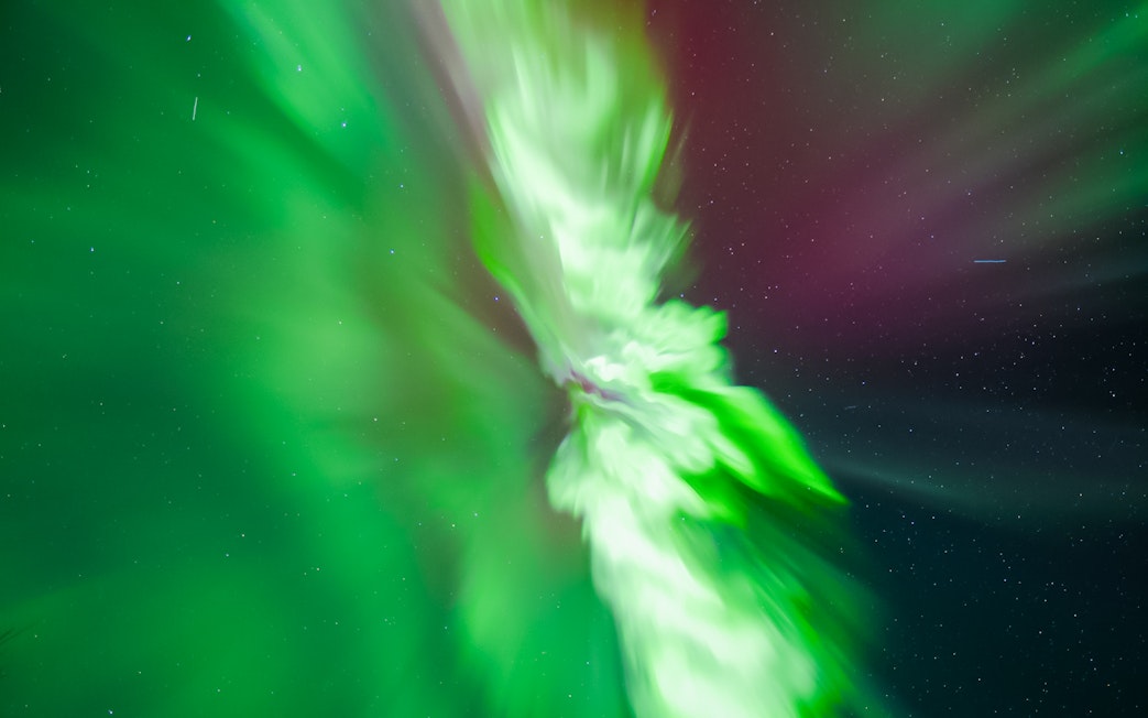 Northern Lights display in the night sky over Levi, Finland.