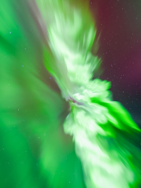 Northern Lights display in the night sky over Levi, Finland.