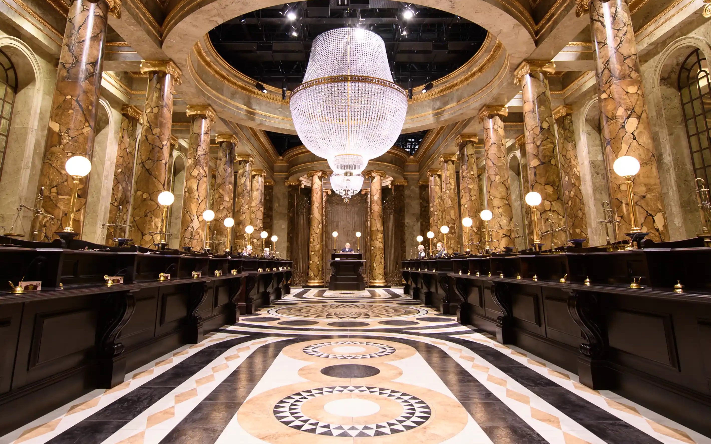 Gringotts Wizarding Bank interior at Harry Potter™ Warner Bros. Studio Tour.