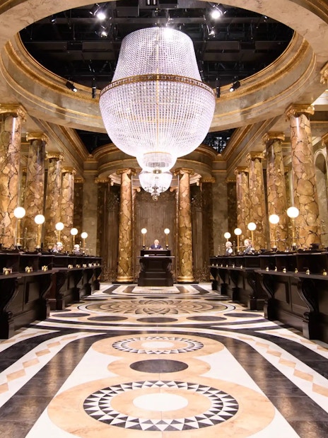 Gringotts Wizarding Bank interior at Harry Potter™ Warner Bros. Studio Tour.