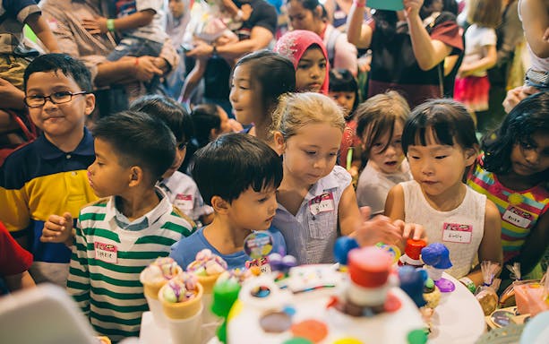 Children enjoying activities at Jungle Gym, Lalaport, Malaysia.