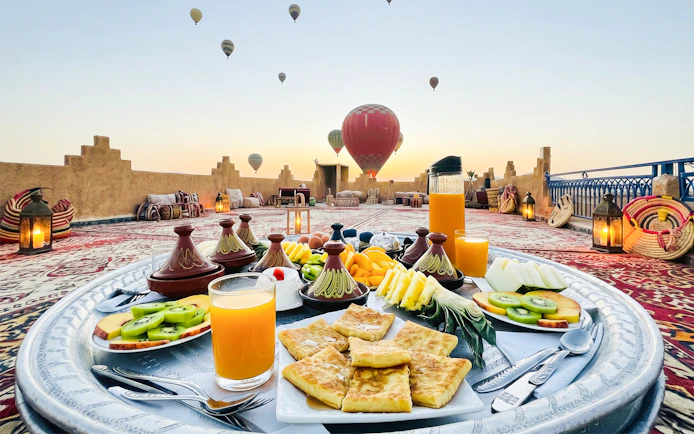 Marrakech Sunrise Hot Air Balloon Flight with Luxury Rooftop Breakfast