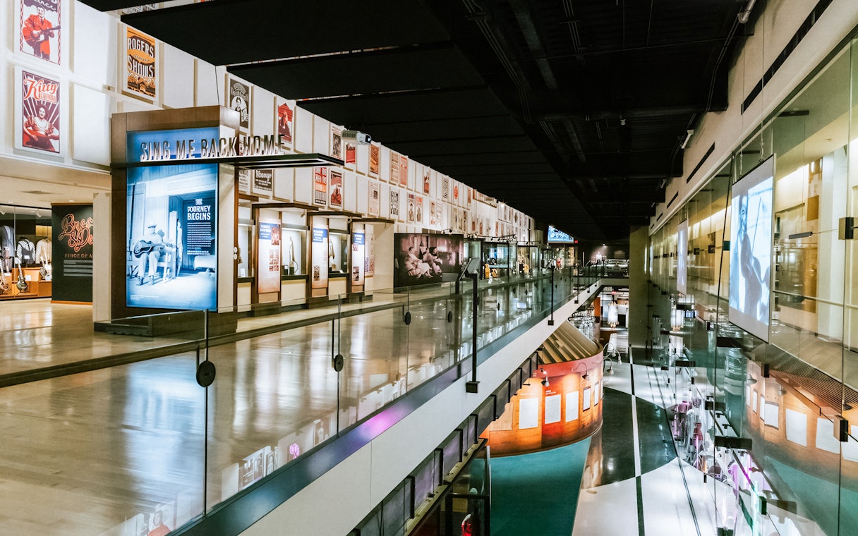 Exhibit hallway at the Country Music Hall of Fame and Museum in Nashville, Tennessee.