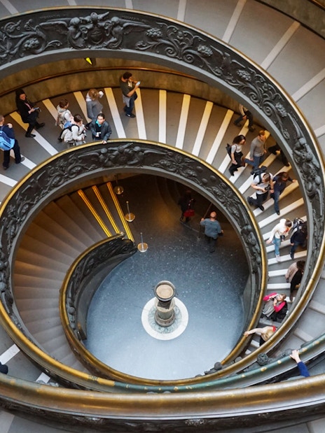 Spiral staircase in Vatican Museums, part of the Combo: Vatican Museums & Sistine Chapel + St. Peter’s Basilica Dome Guided Tour.