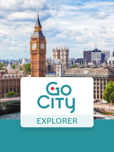 London skyline with Big Ben and Go City Explorer Pass logo.