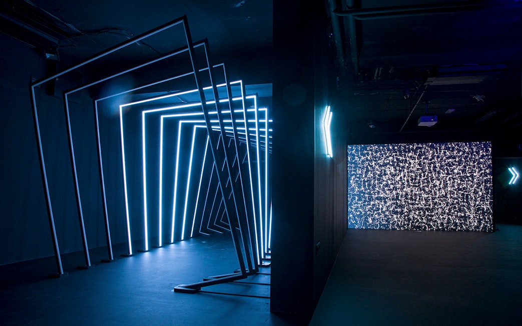 Audiovisual light installation at Lumia Gallery exhibition.