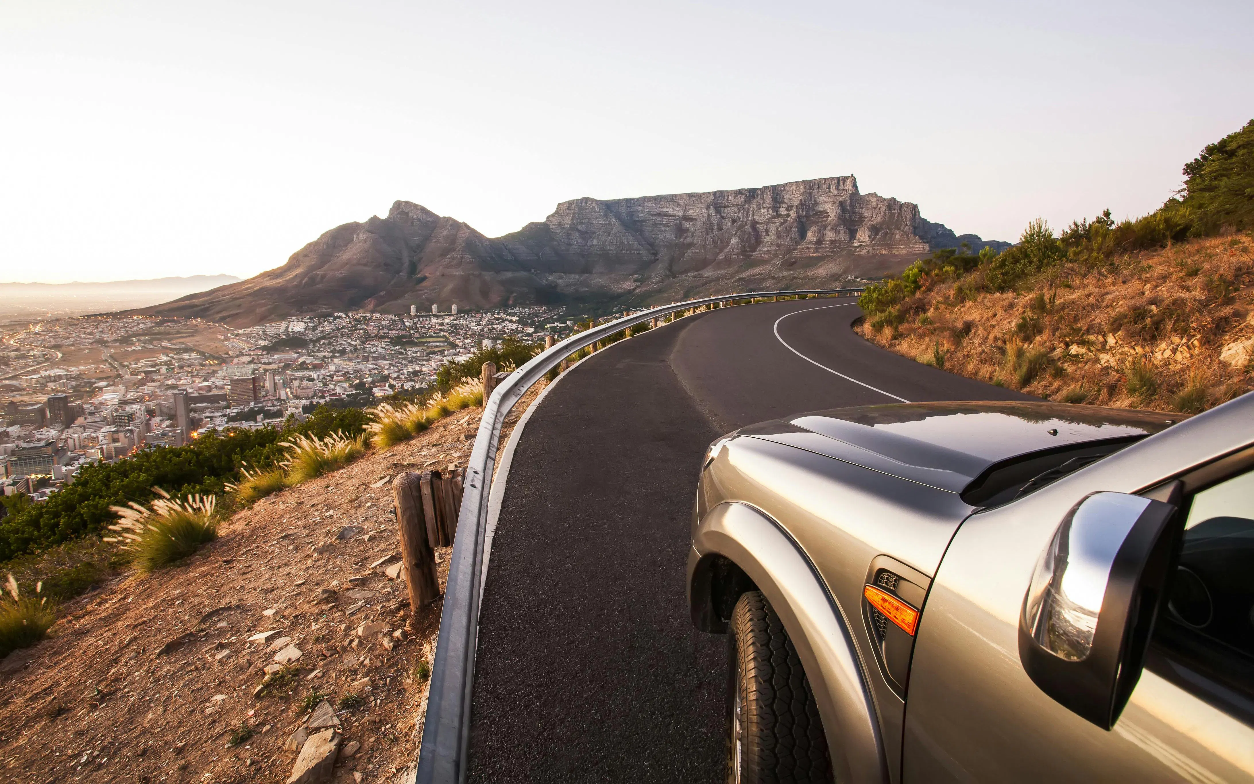 Road on Signal Hill overlooking Table Mountain and Cape Town, South Africa.