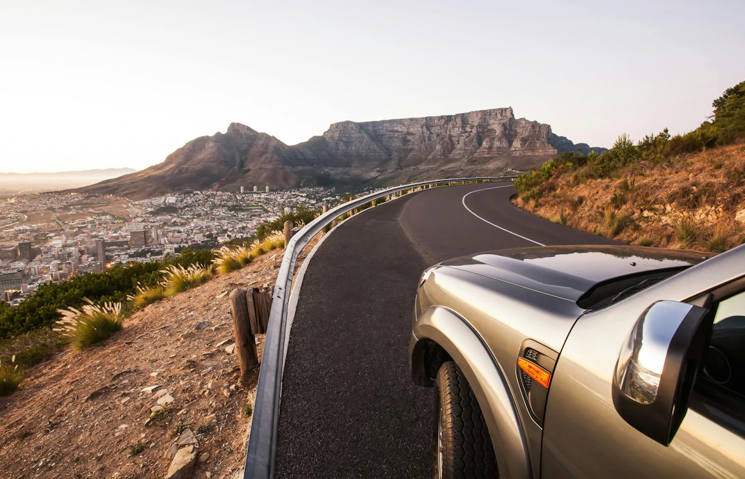 Road on Signal Hill overlooking Table Mountain and Cape Town, South Africa.