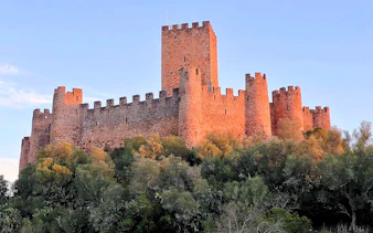 Almourol Castle surrounded by trees, located in Tomar near Lisbon.