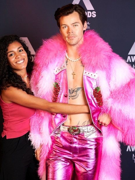 Wax figure in pink outfit at Madame Tussauds Berlin.