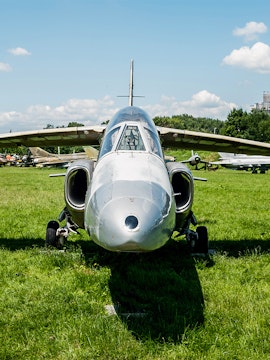 Jet aircraft on display at the Polish Museum of Aviation in Krakow.
