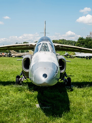 Jet aircraft on display at the Polish Museum of Aviation in Krakow.