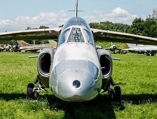 Jet aircraft on display at the Polish Museum of Aviation in Krakow.