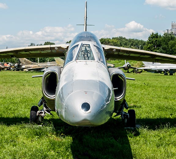 Jet aircraft on display at the Polish Museum of Aviation in Krakow.