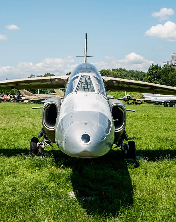 Jet aircraft on display at the Polish Museum of Aviation in Krakow.