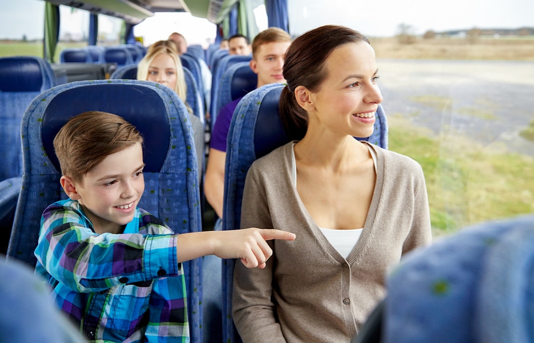 woman and kid on the bus