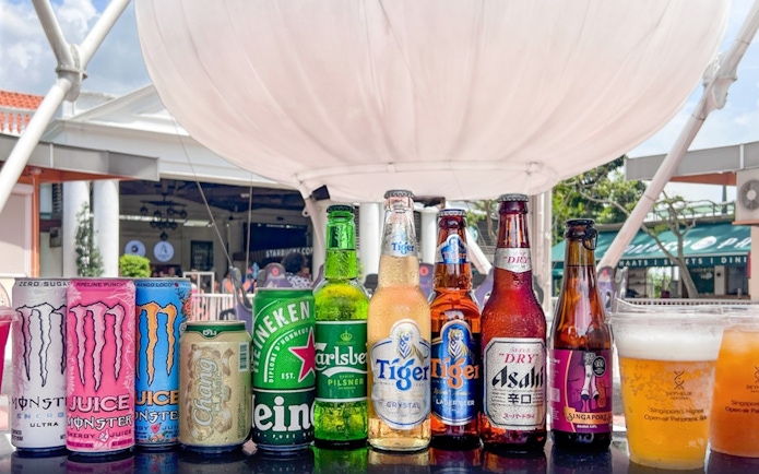 Assorted drinks available at SkyHelix Sentosa, Singapore's highest open-air panoramic ride.