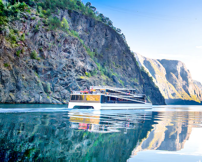 From Bergen: Nærøyfjord Cruise, Flåm, and Stegastein Guided Bus Tour