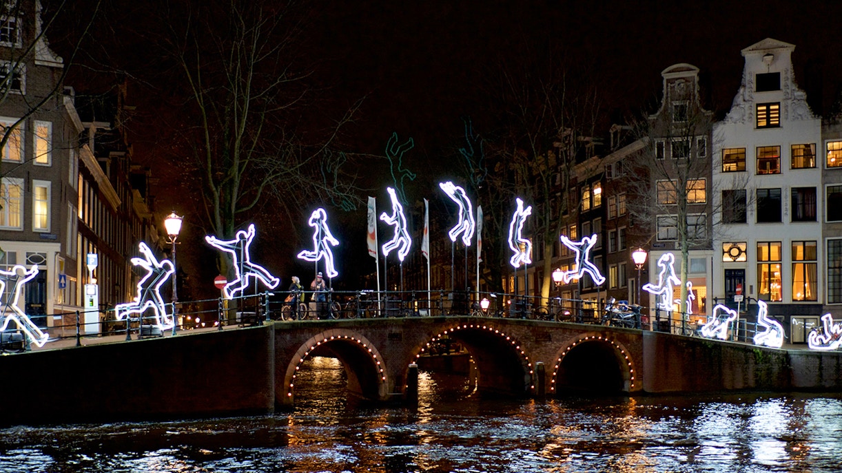 uno dei ponti illuminati ad Amsterdam Festa delle Luci