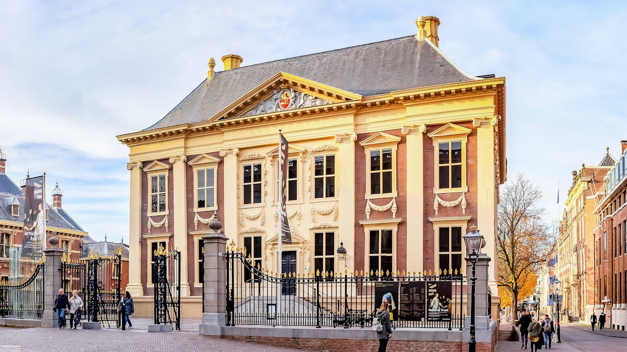 Mauritshuis museum and Grenadierspoort gate in The Hague, Netherlands.
