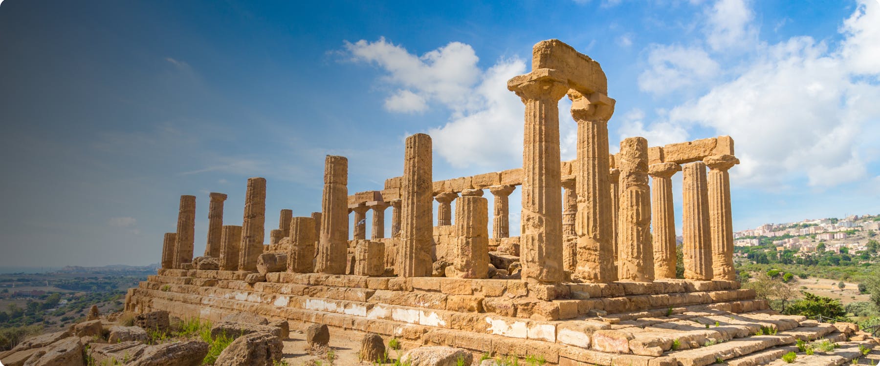 Ancient Greek temple ruins in Agrigento Valley, Sicily.
