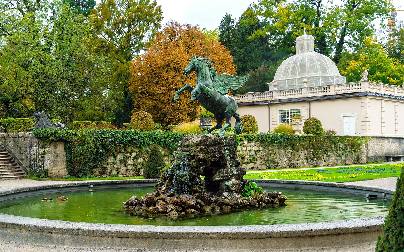 Pegasus fountain in Mirabell Gardens, Salzburg, featured in the Original Sound of Music Tour.