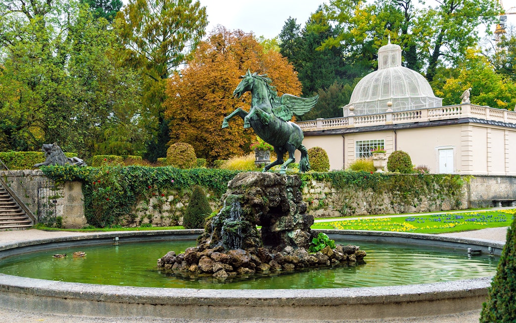 Pegasus fountain in Mirabell Gardens, Salzburg, featured in the Original Sound of Music Tour.
