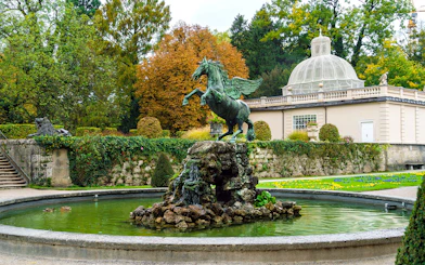 Pegasus fountain in Mirabell Gardens, Salzburg, featured in the Original Sound of Music Tour.