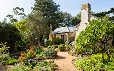 Historic cottage and garden on Churchill Island, Phillip Island Nature Parks.