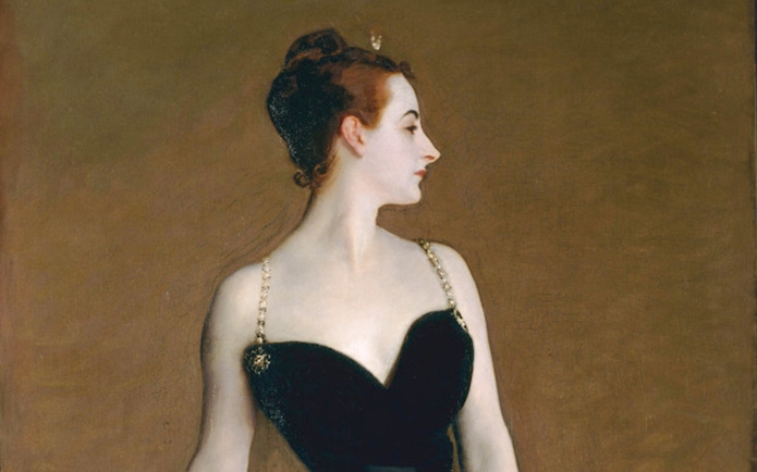 Portrait of a woman in a black gown by John Singer Sargent, 1856-1925.