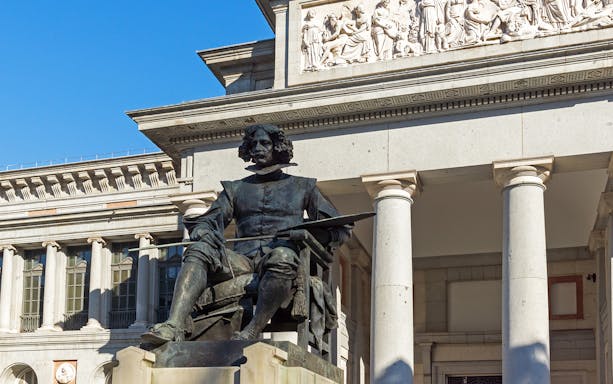 Statue of Velázquez at Prado Museum entrance, Madrid.