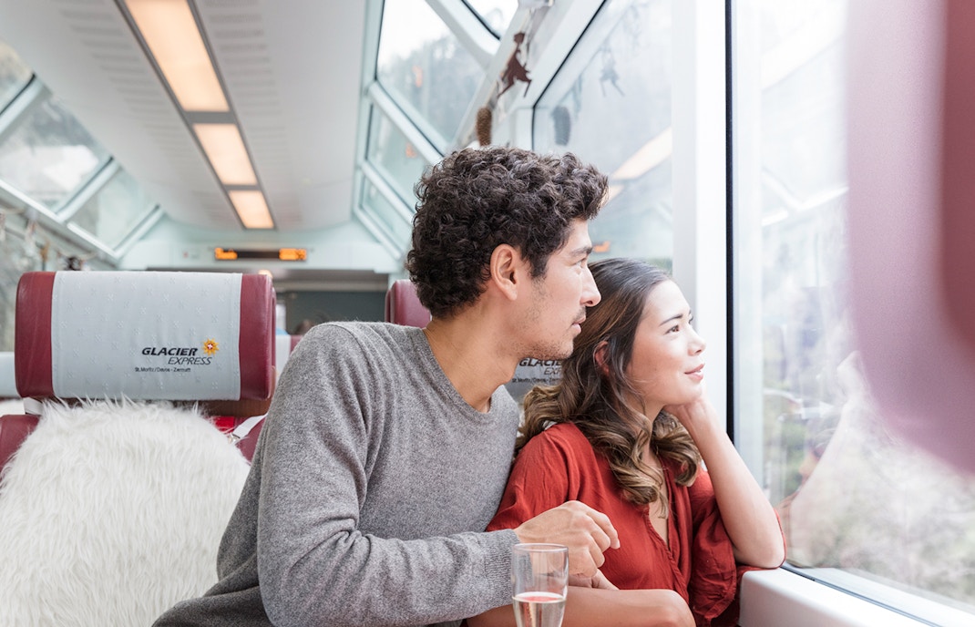 assengers in Glacier Express, Interrail Switzerland