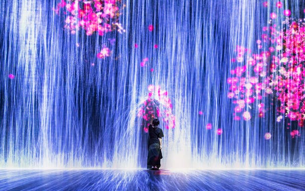 Interactive digital art display at Digital Light Canvas, Marina Bay Sands, Singapore.